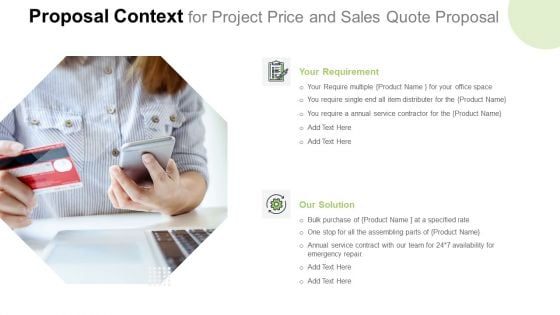 Proposal Context For Project Price And Sales Quote Proposal Template PDF