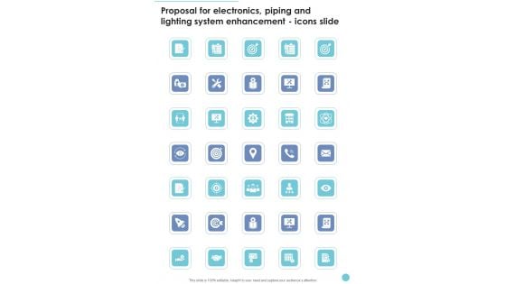 Proposal Electronics Piping Lighting System Enhancement Icons Slide One Pager Sample Example Document