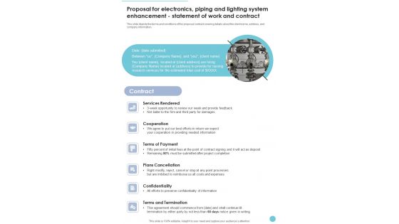 Proposal Electronics Piping Lighting System Enhancement Statement Of Work One Pager Sample Example Document Proposal Electronics Piping Lighting System Enhancement Statement Of Work One Pager Sample Example Document