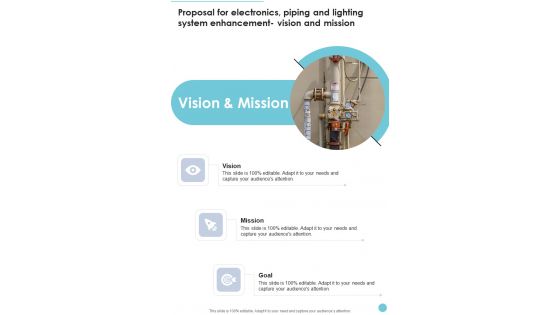 Proposal Electronics Piping Lighting System Enhancement Vision Mission One Pager Sample Example Document Proposal Electronics Piping Lighting System Enhancement Vision Mission One Pager Sample Example Document