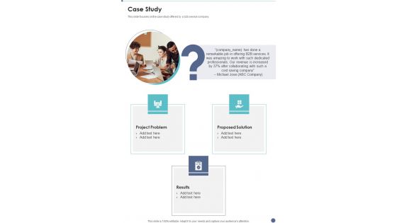 Proposal For B2B Services Case Study One Pager Sample Example Document