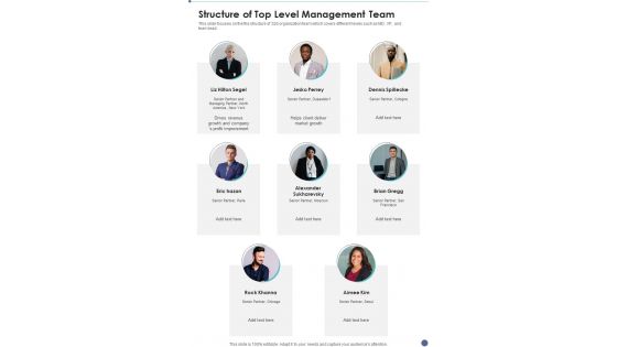 Proposal For B2B Services Structure Of Top Level Management Team One Pager Sample Example Document Proposal For B2B Services Structure Of Top Level Management Team One Pager Sample Example Document