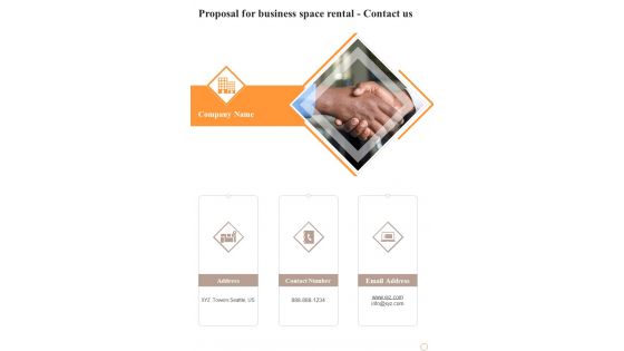 Proposal For Business Space Rental Contact Us One Pager Sample Example Document