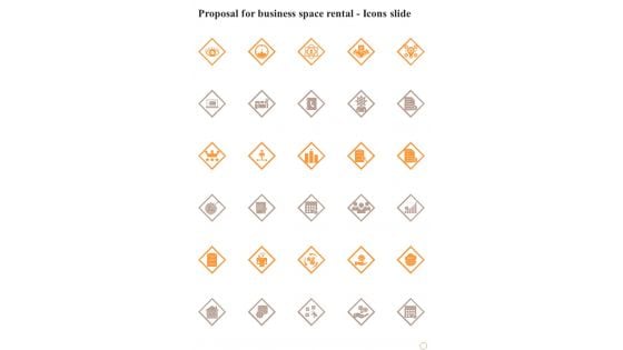 Proposal For Business Space Rental Icons Slide One Pager Sample Example Document Proposal For Business Space Rental Icons Slide One Pager Sample Example Document