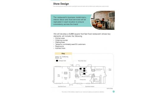 Proposal For Cafeteria Business Store Design One Pager Sample Example Document