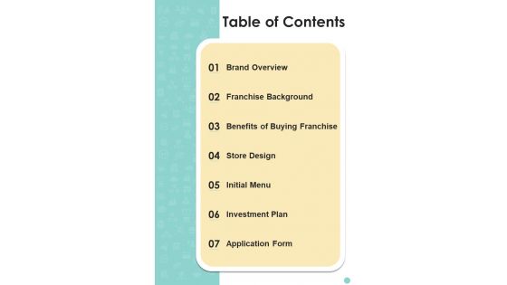 Proposal For Cafeteria Business Table Of Contents One Pager Sample Example Document Proposal For Cafeteria Business Table Of Contents One Pager Sample Example Document