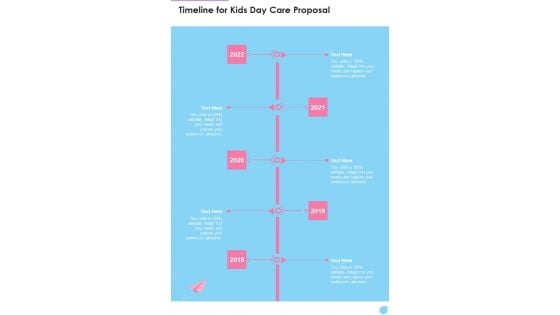 Proposal For Child Care Timeline For Kids Day Care Proposal One Pager Sample Example Document