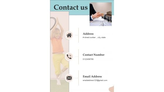 Proposal For Child Daycare Center Contact Us One Pager Sample Example Document