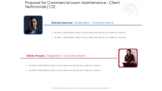 Proposal For Commercial Lawn Maintenance Client Testimonials Communication Ppt Show Maker PDF