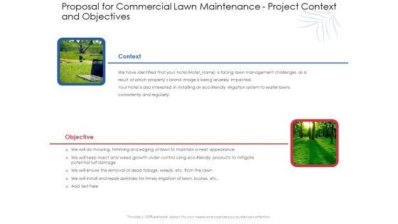 Proposal For Commercial Lawn Maintenance Project Context And Objectives Ppt Portfolio Microsoft PDF