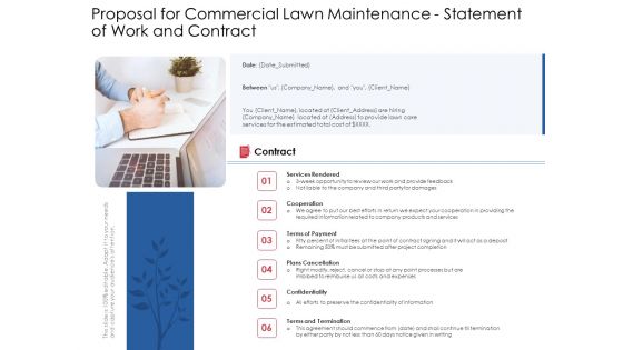 Proposal For Commercial Lawn Maintenance Statement Of Work And Contract Ppt Summary Show PDF