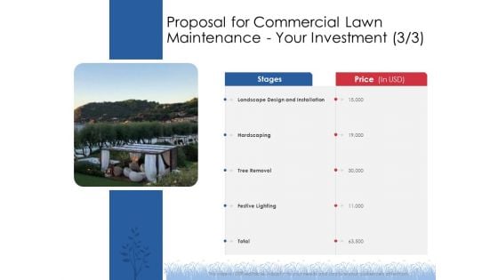 Proposal For Commercial Lawn Maintenance Your Investment Design Ppt File Outline PDF