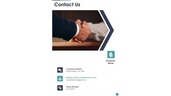 Proposal For Company Acquisition Contact Us One Pager Sample Example Document