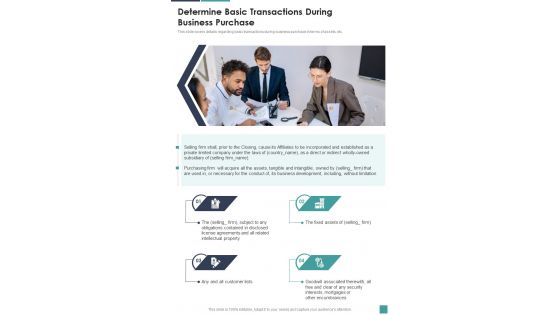 Proposal For Company Acquisition Determine Basic Transactions One Pager Sample Example Document Proposal For Company Acquisition Determine Basic Transactions One Pager Sample Example Document