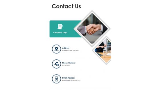 Proposal For Contractual Services Contact Us One Pager Sample Example Document Proposal For Contractual Services Contact Us One Pager Sample Example Document