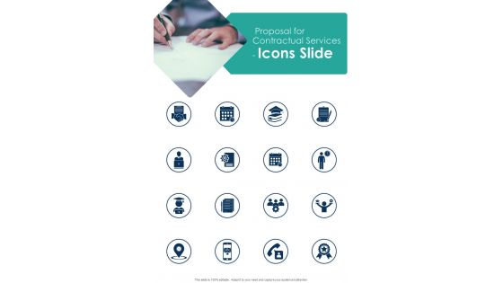 Proposal For Contractual Services Icons Slide One Pager Sample Example Document Proposal For Contractual Services Icons Slide One Pager Sample Example Document
