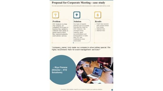 Proposal For Corporate Meeting Case Study One Pager Sample Example Document Proposal For Corporate Meeting Case Study One Pager Sample Example Document