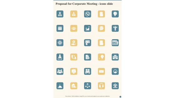 Proposal For Corporate Meeting Icons Slide One Pager Sample Example Document