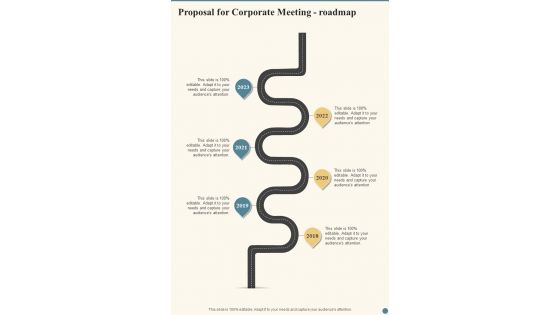 Proposal For Corporate Meeting Roadmap One Pager Sample Example Document Proposal For Corporate Meeting Roadmap One Pager Sample Example Document