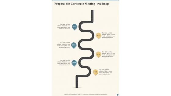 Proposal For Corporate Meeting Roadmap One Pager Sample Example Document