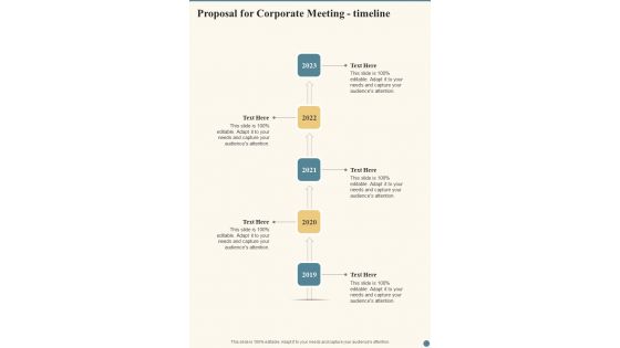 Proposal For Corporate Meeting Timeline One Pager Sample Example Document