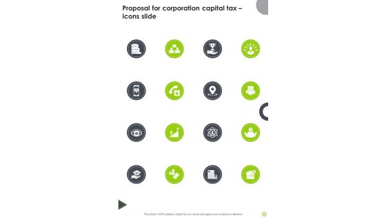 Proposal For Corporation Capital Tax Icons Slide One Pager Sample Example Document Proposal For Corporation Capital Tax Icons Slide One Pager Sample Example Document