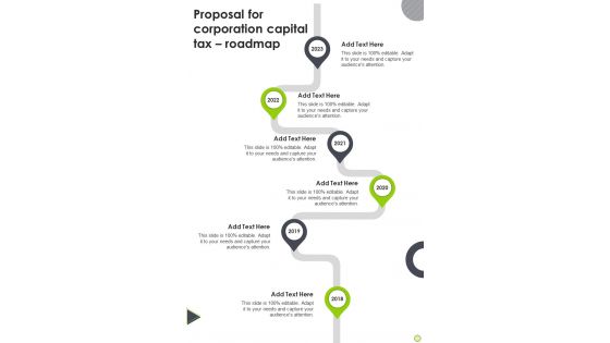 Proposal For Corporation Capital Tax Roadmap One Pager Sample Example Document