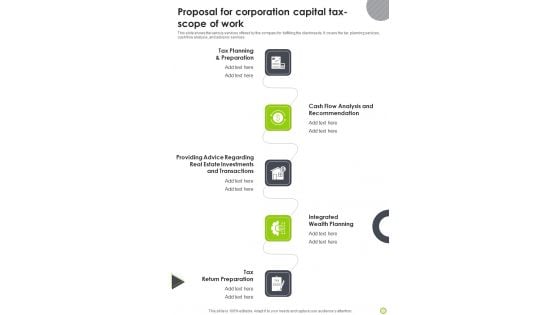 Proposal For Corporation Capital Tax Scope Of Work One Pager Sample Example Document Proposal For Corporation Capital Tax Scope Of Work One Pager Sample Example Document
