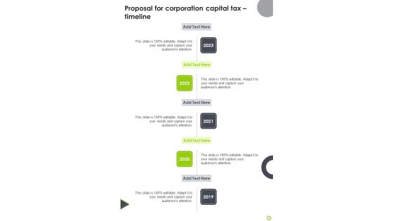 Proposal For Corporation Capital Tax Timeline One Pager Sample Example Document Proposal For Corporation Capital Tax Timeline One Pager Sample Example Document