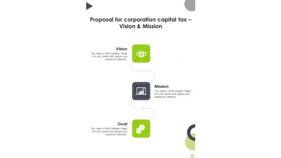 Proposal For Corporation Capital Tax Vision And Mission One Pager Sample Example Document Proposal For Corporation Capital Tax Vision And Mission One Pager Sample Example Document