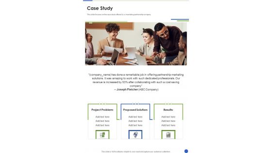 Proposal For Cross Promotion Strategy Case Study One Pager Sample Example Document