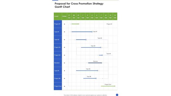 Proposal For Cross Promotion Strategy Gantt Chart One Pager Sample Example Document