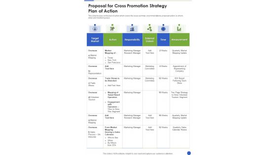 Proposal For Cross Promotion Strategy Plan Of Action One Pager Sample Example Document