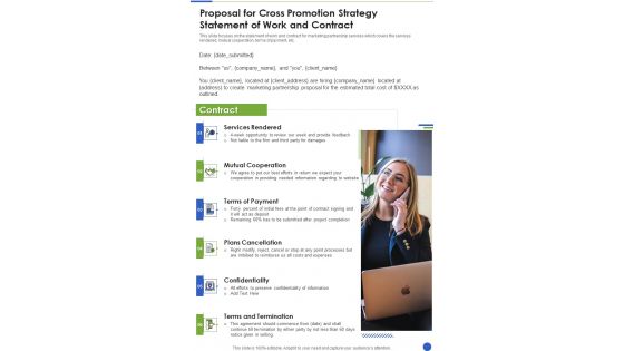 Proposal For Cross Promotion Strategy Statement Of Work One Pager Sample Example Document