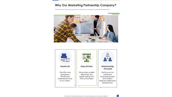 Proposal For Cross Promotion Strategy Why Our Marketing One Pager Sample Example Document