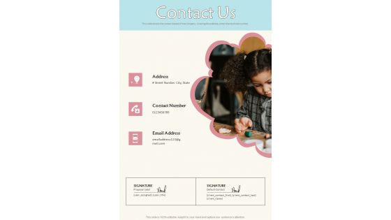 Proposal For Daycare Services Contact Us One Pager Sample Example Document Proposal For Daycare Services Contact Us One Pager Sample Example Document