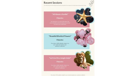Proposal For Daycare Services Recent Sessions One Pager Sample Example Document Proposal For Daycare Services Recent Sessions One Pager Sample Example Document