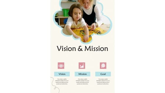 Proposal For Daycare Services Vision And Mission One Pager Sample Example Document