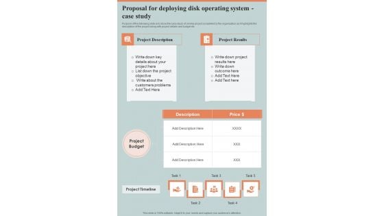 Proposal For Deploying Disk Operating System Case Study One Pager Sample Example Document