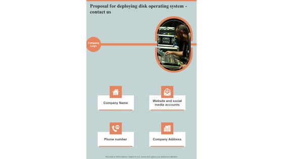 Proposal For Deploying Disk Operating System Contact Us One Pager Sample Example Document