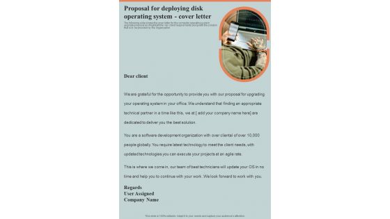 Proposal For Deploying Disk Operating System Cover Letter One Pager Sample Example Document Proposal For Deploying Disk Operating System Cover Letter One Pager Sample Example Document