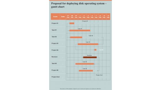 Proposal For Deploying Disk Operating System Gantt Chart One Pager Sample Example Document