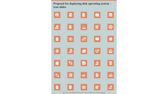 Proposal For Deploying Disk Operating System Icon Slides One Pager Sample Example Document