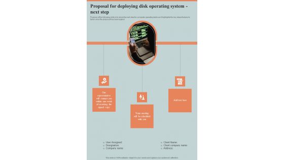 Proposal For Deploying Disk Operating System Next Step One Pager Sample Example Document