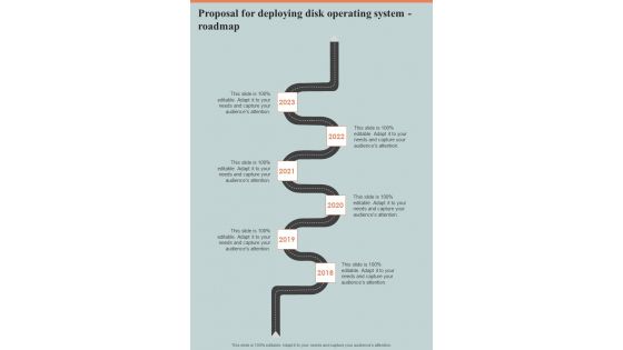 Proposal For Deploying Disk Operating System Roadmap One Pager Sample Example Document Proposal For Deploying Disk Operating System Roadmap One Pager Sample Example Document