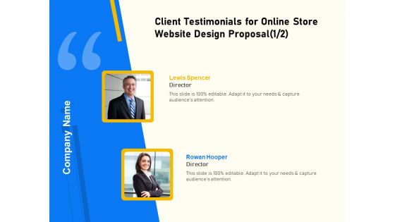 Proposal For Ecommerce Website Development Client Testimonials For Online Store Website Design Proposal Teamwork Slides PDF