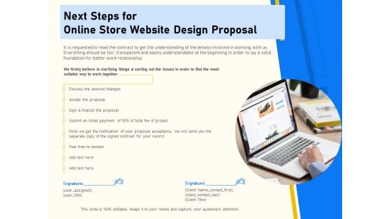 Proposal For Ecommerce Website Development Next Steps For Online Store Website Design Proposal Sample PDF