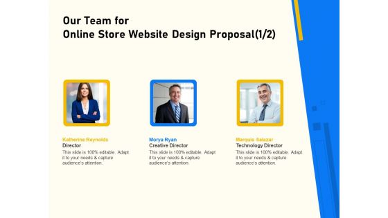 Proposal For Ecommerce Website Development Our Team For Online Store Website Design Proposal Teamwork Portrait PDF