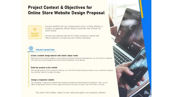 Proposal For Ecommerce Website Development Project Context And Objectives For Online Store Website Design Proposal Sample PDF