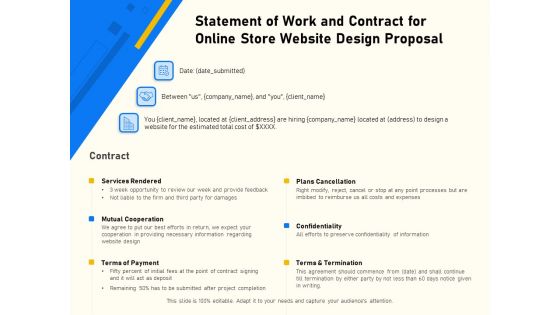 Proposal For Ecommerce Website Development Statement Of Work And Contract For Online Store Website Design Proposal Sample PDF